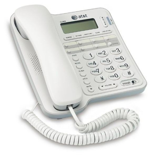 ATT CL2909WHT WHITE Desk/Wall Corded Phone, CWID, Speakerphone